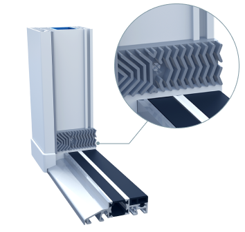 Windstop Elements: Installed in the threshold zone, these reliably protect from drafts and enhance the doors' thermal insulation.